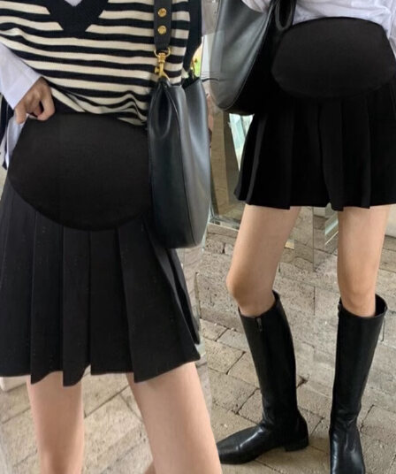 임산부 반신 스커트 봄과 가을 미니 스커트 한 마디 복부 지지 바지 작은 키 다용도 치마 하이웨이스트 외국 가스 외출용 치마