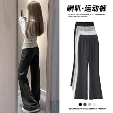 孕妇喇叭裤子秋冬季外穿新款休闲时尚喇叭裤灰色运动裤秋装秋装