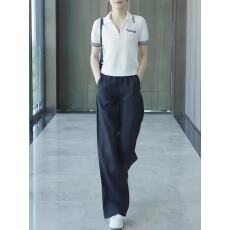 批发时尚半拉链翻领短袖运动套<b class='q'>装</b>女2026年夏季薄款显瘦休闲长<b class='q'>裤</b>两件套