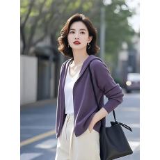 批发今年流行女装时髦洋气上衣慵懒风独特漂亮紫色外套秋季2026年<b class='q'>新款</b>