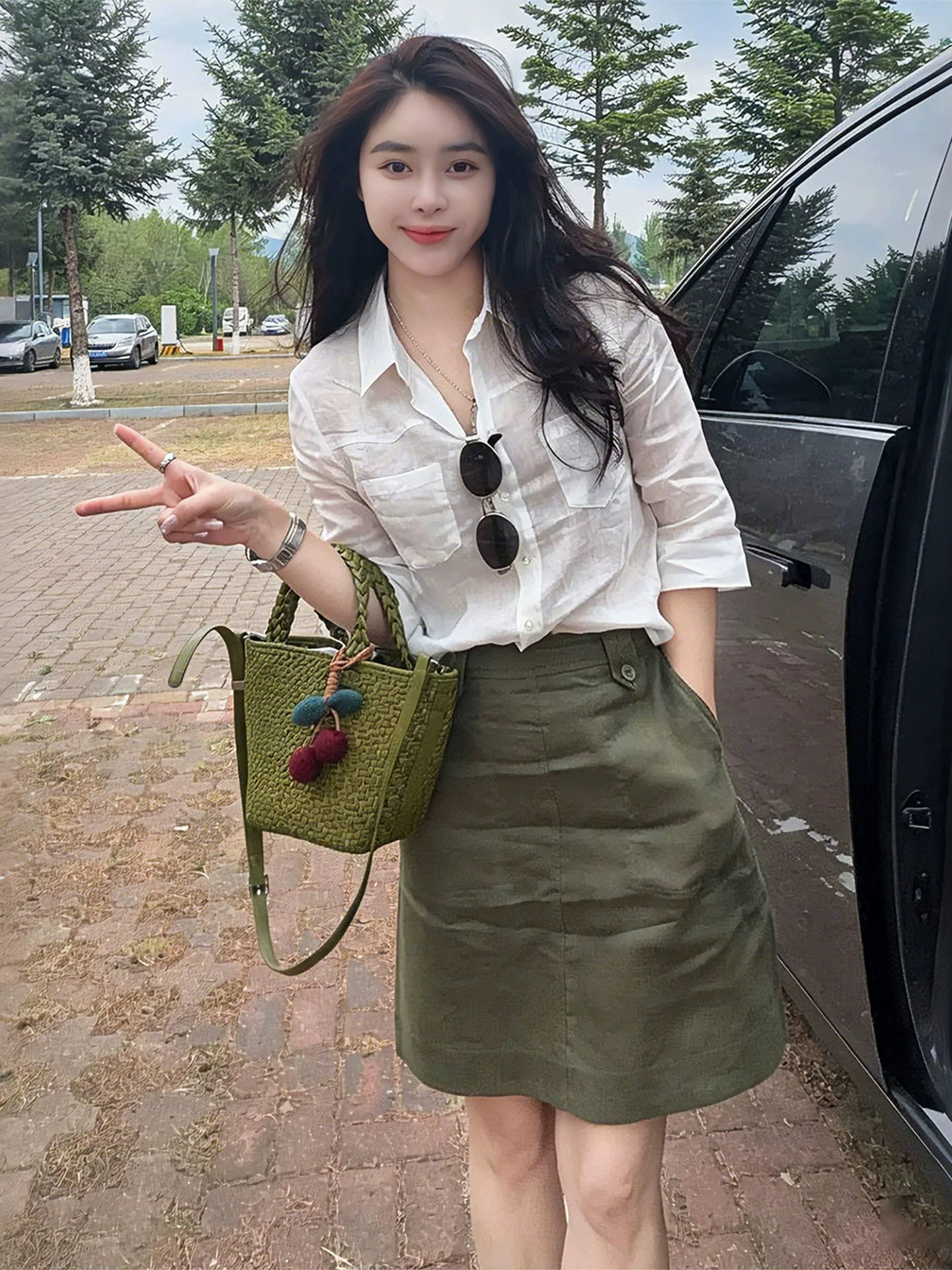 여름 코디 전체 집합 한 부서 출퇴근 품격 고급 센스 chic Chic 셔츠 반신 미니 스커트 두 조각 여성 세트