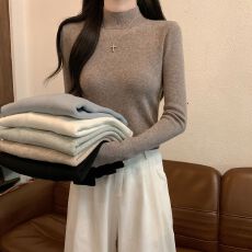 批发实拍包芯纱 天猫品质 半高领针织衫女显瘦打底衫上衣
