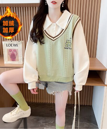 실사 이후 패키지 칼라 털이 있고 두꺼운 자카드 복합 한국 스타일 겨울 긴팔 재킷 후드티 여성 디자인 센스 맨위