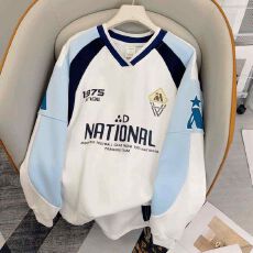 批发原版面料/84聚酯纤维16氨纶/后包领美式运动球衣风长袖<b class='q'>t</b><b class='q'>恤</b>女