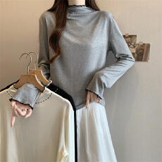 实拍炸街抖音质量原版辅料纯棉220克长袖原版t恤女潮上衣大码女装