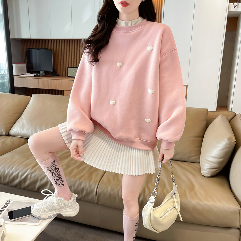 MY16655# 仿华棉复合奥粒薄长袖卫衣女韩版宽松显瘦设计感上衣网红女裝...