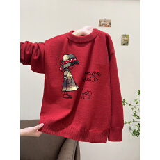 批发实拍毛衣印花600克秋冬宽松针织男女<b class='q'>情侣</b><b class='q'>同款</b>