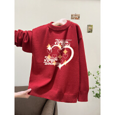 批发实拍毛衣印花600克秋冬宽松针织男女<b class='q'>情侣</b><b class='q'>同款</b>