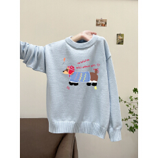 批发实拍毛衣印花600克秋冬宽松针织男女<b class='q'>情侣</b><b class='q'>同款</b>