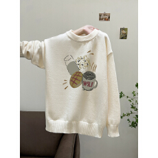 批发实拍毛衣印花600克秋冬宽松针织男女<b class='q'>情侣</b><b class='q'>同款</b>