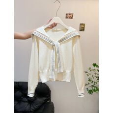 批发实拍包芯纱 天猫抖音品质 海军领披肩针织打底毛衣女