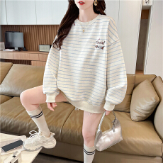 批发实拍320克华棉复合<b class='q'>大码</b>女装春秋薄长袖卫衣女<b class='q'>韩版</b>宽松设计感上衣