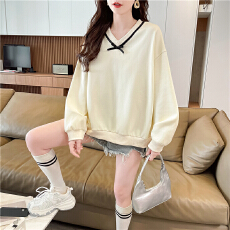 批发实拍320克华棉复合<b class='q'>大码</b>女装春秋薄长袖卫衣女<b class='q'>韩版</b>宽松设计感上衣