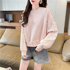 批发实拍320克华棉复合大码女装春秋薄长袖<b class='q'>卫衣</b>女韩版<b class='q'>宽松</b>设计感上衣