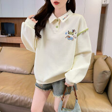 批发实拍320克华棉复合<b class='q'>大码</b><b class='q'>女装</b>春秋薄长袖卫衣女韩版宽松设计感上衣