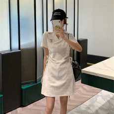 批发40支1*1<b class='q'>纯棉</b>夏季修身显瘦收腰褶皱设计扎染polo领<b class='q'>连衣裙</b>