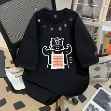 批发220克潮牌棉特<b class='q'>大码</b>300斤polo领<b class='q'>情侣</b><b class='q'>同款</b>印花短袖t恤女