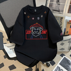 批发220克潮牌棉特<b class='q'>大码</b>300斤polo领<b class='q'>情侣</b><b class='q'>同款</b>印花短袖t恤女