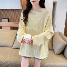 批发实拍雪花棉约65棉35涤防晒<b class='q'>T</b><b class='q'>恤</b><b class='q'>长袖</b>新款<b class='q'>宽松</b>休闲慵懒上衣女