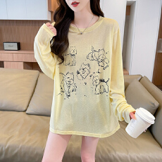 批发实拍雪花棉约65棉35涤防晒<b class='q'>T</b><b class='q'>恤</b><b class='q'>长袖</b>新款<b class='q'>宽松</b>休闲慵懒上衣女