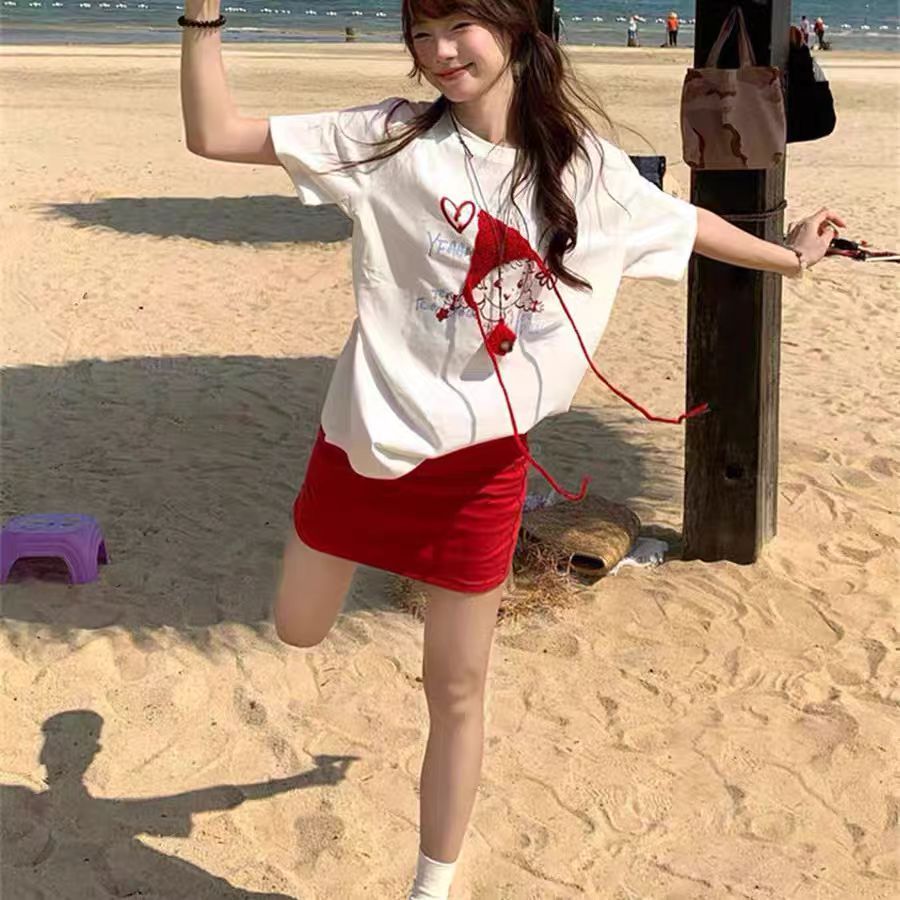 RY4380# 印花纯棉短袖T恤女