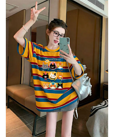 실사 95 면 컬러 짜임 기사 칼라 케이블 루오 Na 테두리 당겨서 어깨 특별 빅 사이즈 300 근 스트라이프 반팔 티셔츠