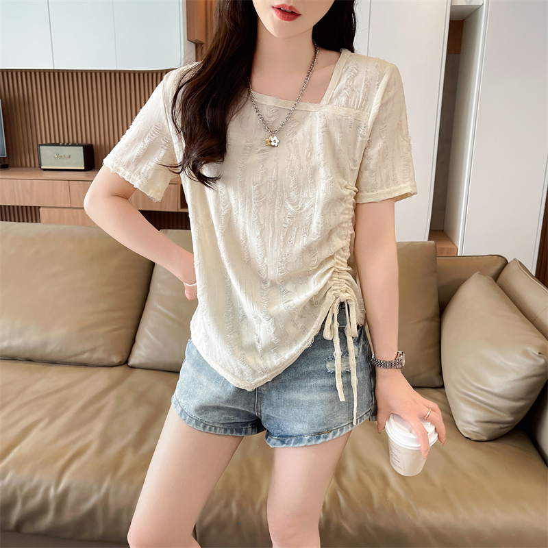 실사 반팔 티셔츠 여름 새로운 루즈핏 패션 다용도 외국 가스 광장 칼라 펌프 로프 맨위 서비스 ins 트렌디