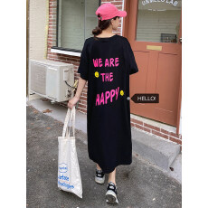 批发微胖女装显瘦减龄遮肉大码<b class='q'>连衣裙</b>夏胖mm纯棉宽松直筒长裙