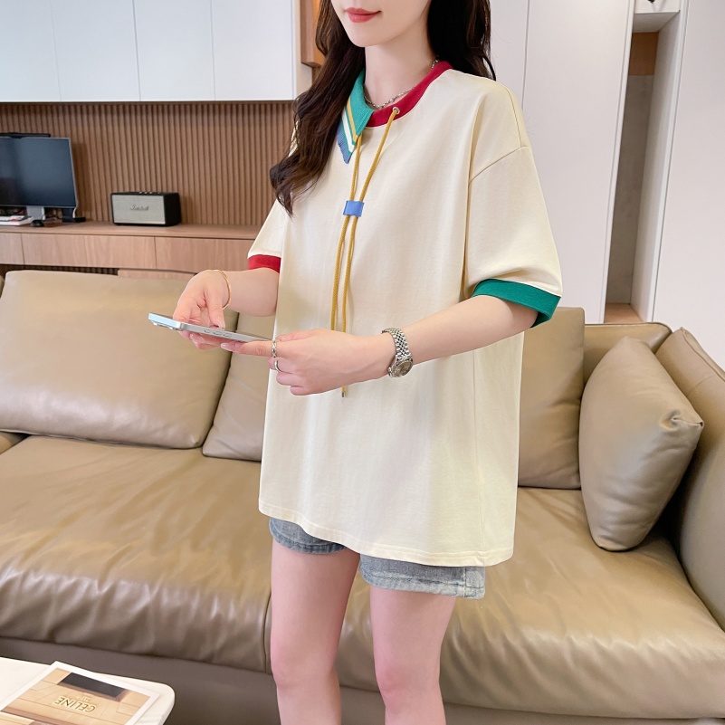炸街抖音质量原版辅料棉质短袖t恤女潮新款上衣大码女装   服裝批發女裝批發服飾貨源