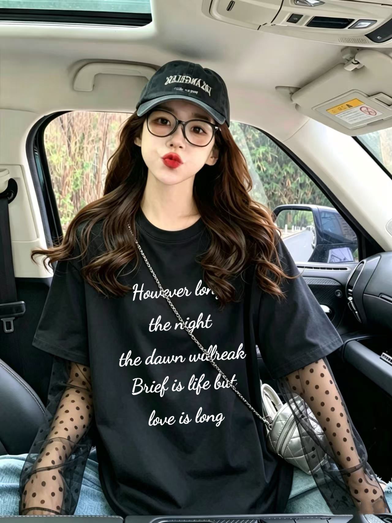 BY28494# 纱纯棉特大码300斤网纱拼接假两件短袖t恤 服裝批發女裝批發服飾貨源