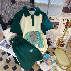 批发实拍仿棉华夫格220克抖音质量后包领大码300斤两件套装女短袖短裤