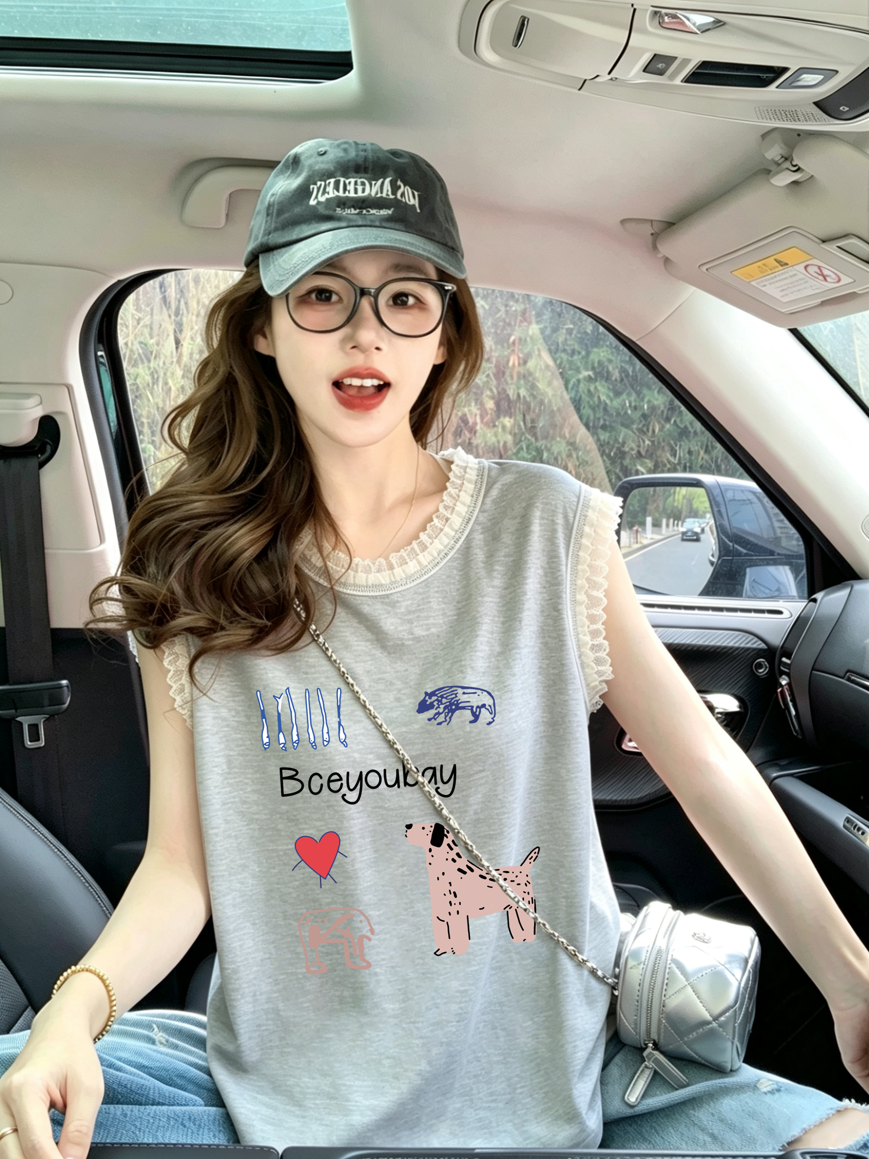 BY30871# 潮牌棉抖音质量蕾丝花边无袖背心t恤女新款 服裝批發女裝批發服飾貨源
