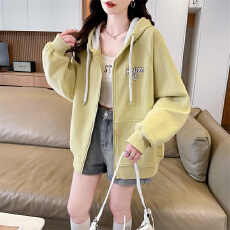 批发实拍华棉复合<b class='q'>大码</b>开衫外套卫衣<b class='q'>女装</b>春秋薄长袖韩版设计感<b class='q'>上衣</b>