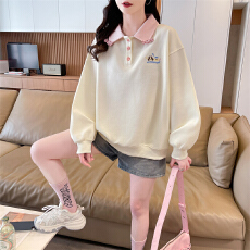 批发实拍320克华棉复合大码女装春秋薄<b class='q'>长袖</b>卫衣女<b class='q'>韩版</b>宽松设计感上衣