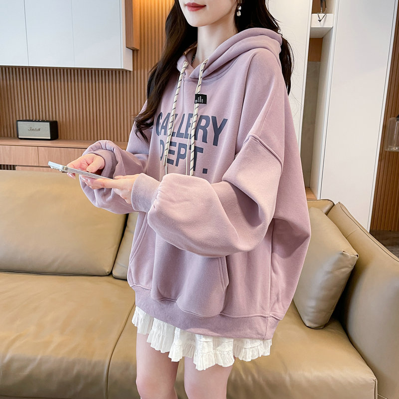 RY8978# 实拍 仿华棉复合真超 加绒加厚卫衣女