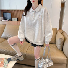 批发实拍索罗娜复合牛奶丝春秋薄<b class='q'>长袖</b>卫衣女<b class='q'>韩版</b>宽松设计感上衣