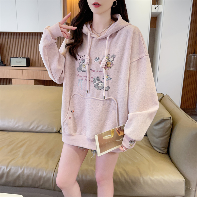 RY9550# 实拍华棉复合牛奶丝卫衣女学院风复古宽松薄上衣大码女装