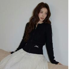 批发粉色圆领麻花针织开衫女春季<b class='q'>修身</b>拉链外套毛衣内搭上衣