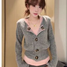 批发【内附实拍图】独特复古针织开衫毛衣女韩系感<b class='q'>修身</b>显瘦上衣