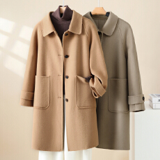 批发双面羊绒大衣女2025秋冬宽松中长款外套