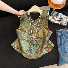 批发新中式国风宝相花织锦马甲<b class='q'>背心</b>女