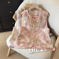 批发春季新款新中式重工串珠蝴蝶刺绣高奢<b class='q'>百搭</b>国风马甲坎肩女