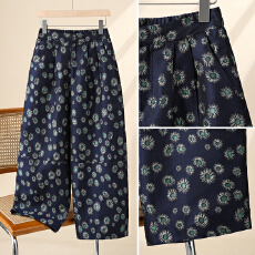 批发复古提花直筒休闲花苞裤