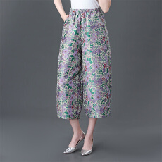 批发新中式国风浮雕碎花夏季新款花苞裤