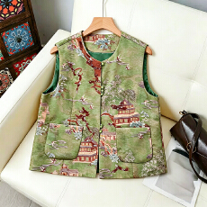 批发欧货亮片刺绣马甲春夏气质时尚圆领重工钉珠休闲坎肩