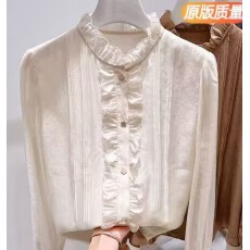 批发法式木耳边<b class='q'>雪纺</b><b class='q'>上衣</b>女士小衫长袖春秋冬新款打底<b class='q'>衬衣</b>气质通勤<b class='q'>衬衫</b>