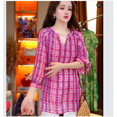 批发2026年<b class='q'>真丝</b>双绉设计师粉色千鸟格显瘦桑蚕丝<b class='q'>衬衫</b>上衣