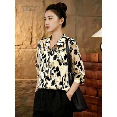 批发花色翻领时尚五分袖<b class='q'>打底衫</b>2026年夏季上新<b class='q'>大码</b>女装胖MM松弛感小衫