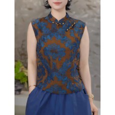 批发欧货重工盘扣人丝提花显瘦短款新中式马夹女2026新款气质坎肩上衣