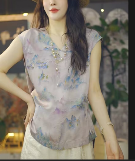 2025 년 보라색 산 국가 바람 오래된 돈 바람 레트로 자카드 맨위 새로운 중식
